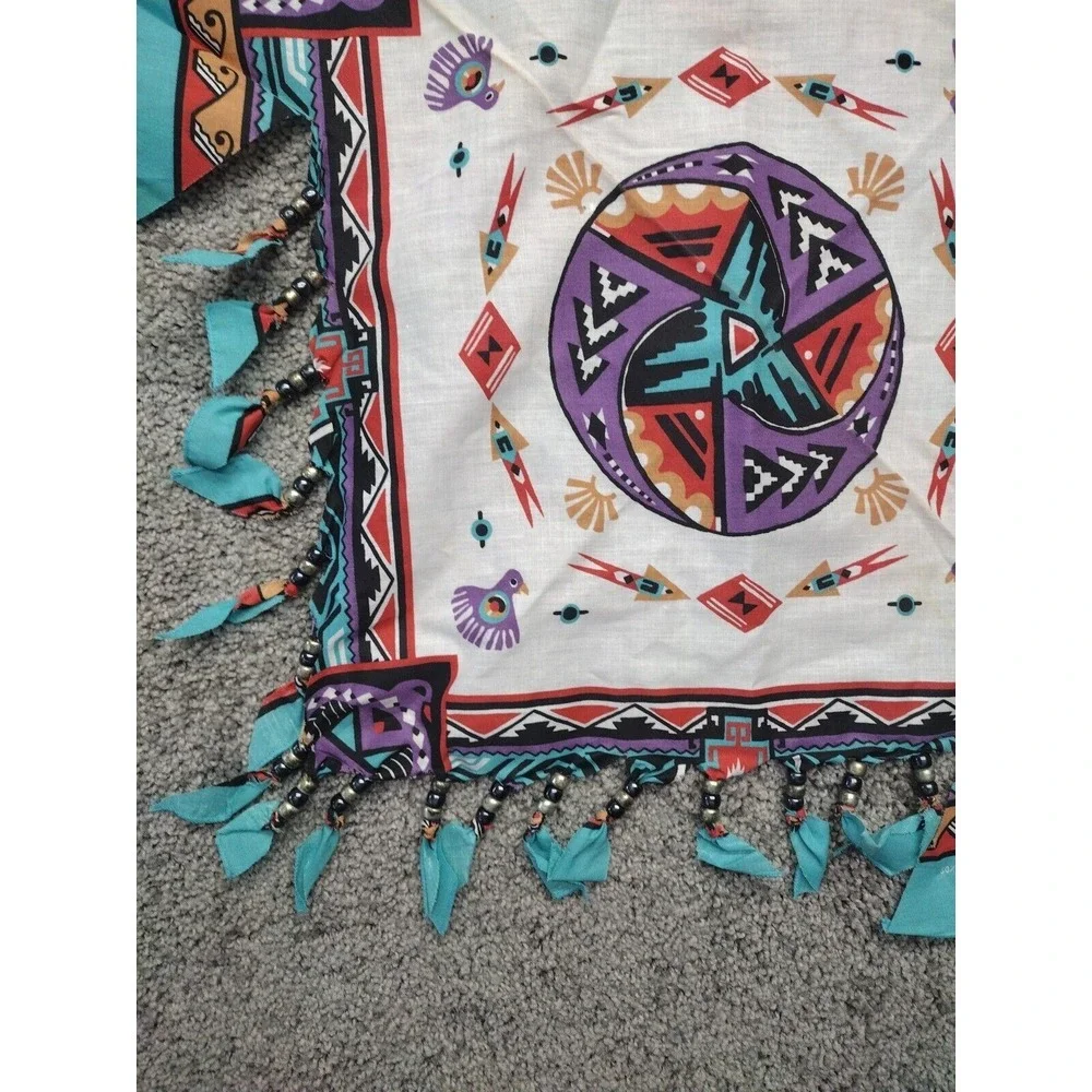 Y2K Wamcraft Beaded Bandana  Southwestern Aztec Western Vintage 80s Made In USA